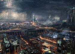 Miasto, Przyszłości, Noc, Fantazja