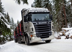 Scania R730, Ciężarówka, Drewno, Śnieg