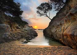 Hiszpania, Costa Brava, Plaża, Zachód, Słońca