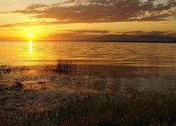 Jezioro, Zachód, Słońca