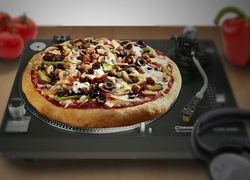 Pizza, Gramofon, Pomidory, Papryka