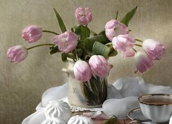 Tulipany, Flakon, Filiżanka, Bezy