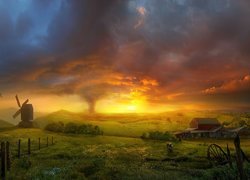 Tornado, Wiatrak, Farma, Łąki