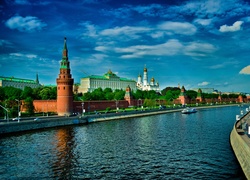 Moskwa, Kreml, Czerwony, Mur, Rzeka