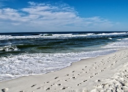 Niebo, Morze, Plaża, Fale