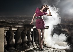 Kobieta, Suknia, Dym