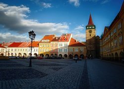 Rynek, Plac, Kamienice, Niebo, Cień, Wieża