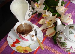 Serwis, Kawa, Mleczko, Orchidee