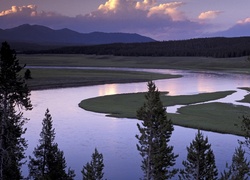 Stany Zjednoczone, Park Narodowy Yellowstone, Rzeka, Góry, Lasy