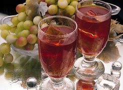 Winogrona, Kieliszki, Wino, Kostki, Lodu