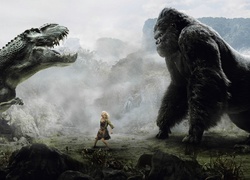 King Kong, Tyranozaur, Blondynka