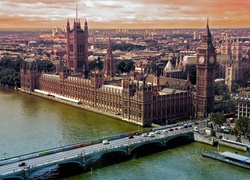 Londyn, Big Ben, Most, Panorama, Miasta