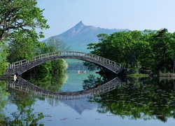 Mostek, Woda, Drzewa, Góra, Japonia
