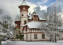 Kościół, Drzewa, Śnieg