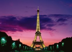 Paryż, Wieża Eiffla, Nocą