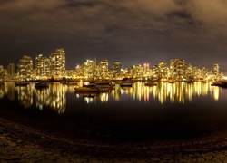 Miasto, Nocą, Vancouver, Kanada