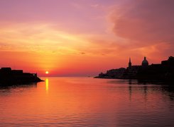 Valletta, Malta, Zachód, Słońca