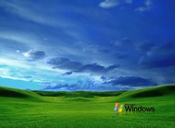 Windows XP, łąki, Chmury
