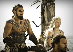 Gra o tron, Game of Thrones, Daenerys - Emilia Clarke, Khal Drogo - Jason Momoa