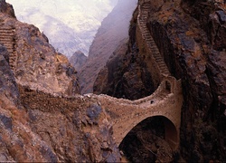 Shahara Bridge, Jemen, Most, Schody, Góry