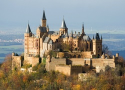 Zamek, Hohenzollernów, Stuttgart, Niemcy, Wieże, Drzewa