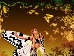 Kobieta, Motyl, Grafika, Komputerowa