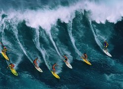 Morze, Fale, Mężczyźni, Surfing