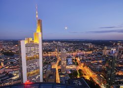 Frankfurt, Nad Menem, Drapacz, Chmur, Noc