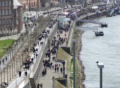 Dusseldorf, Promenada, Wzdłuż, Renu