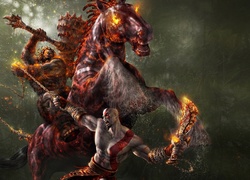 Gra, God of War, Kratos, Koń, Żar, Płomienie