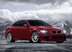 Bordowe, BMW M3, Tuning, Góry, Chmury