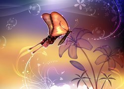 Kwiatki, Motyl, Grafika