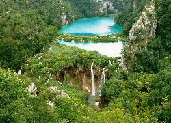 Wodospad, Drzewa, Plitvice, Chorwacja