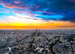 Paryż, Panorama, Kolorowe, Niebo