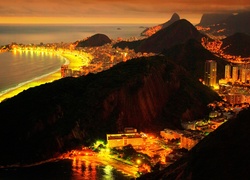 Rio de Janeiro, Brazylia, Panorama, Nocą