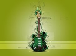 Gitara, Zielone, Liście, Rośliny, Grafika