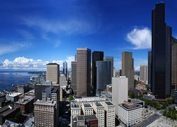 Panorama, Miasta, Seattle, Wieżowce