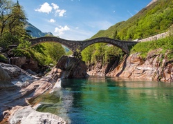 Lavertezzo, Rzeka, Verzasca, Szwajcaria, Kamienny, Most