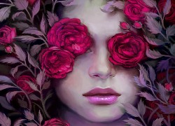 Twarz, Kobiety, Róże, Art