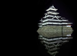 Matsumoto Castle, Nocą, Japonia, Symboliczna, Budowla
