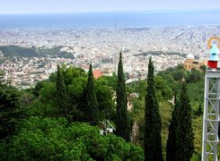 Barcelona, Hiszpania, Drzewa, Panorama