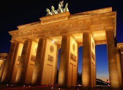 Berlin, Niemcy, Brama Brandenburska, Noc