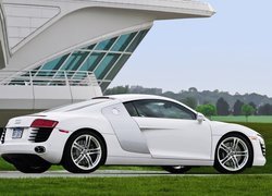 Białe, Audi R8, Auto, Sportowe