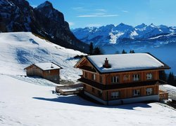 Szwajcaria, Dom, Góry, Śnieg