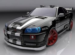 Czarny, Nissan Skyline GTR, Tuning