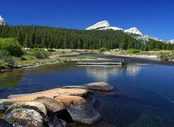 Stany Zjednoczone, Stan Kalifornia, Park Narodowy Yosemite, Rzeka, Kamienie, Góry