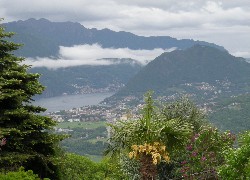 Panorama, Gór, Chmury, Palmy