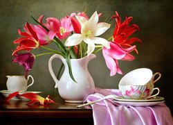Tulipany, Wazon, Filiżanka