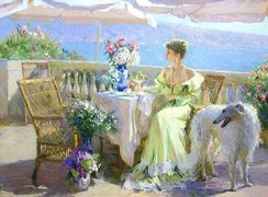 Obraz, Dama, Pies, Konstantin Razumov