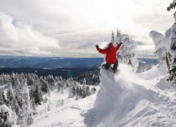 Snowboarding, Ośnieżone, Góry, Śnieg, Las